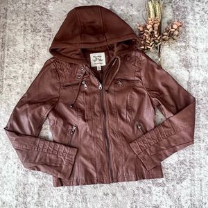 Womens Maralyn & Me Brown Leather Jacket